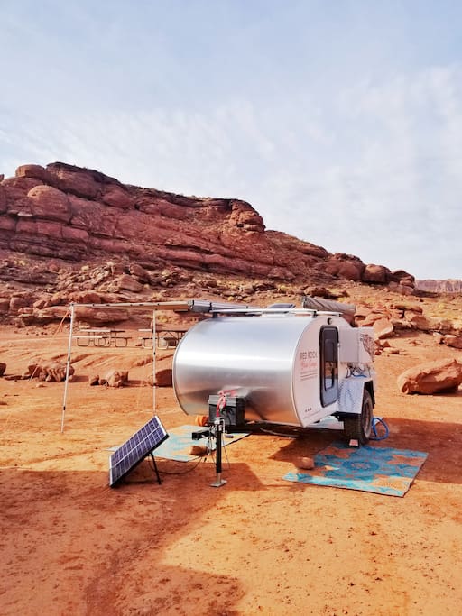 Fully equipped including solar power, shade awnings and camp rugs!