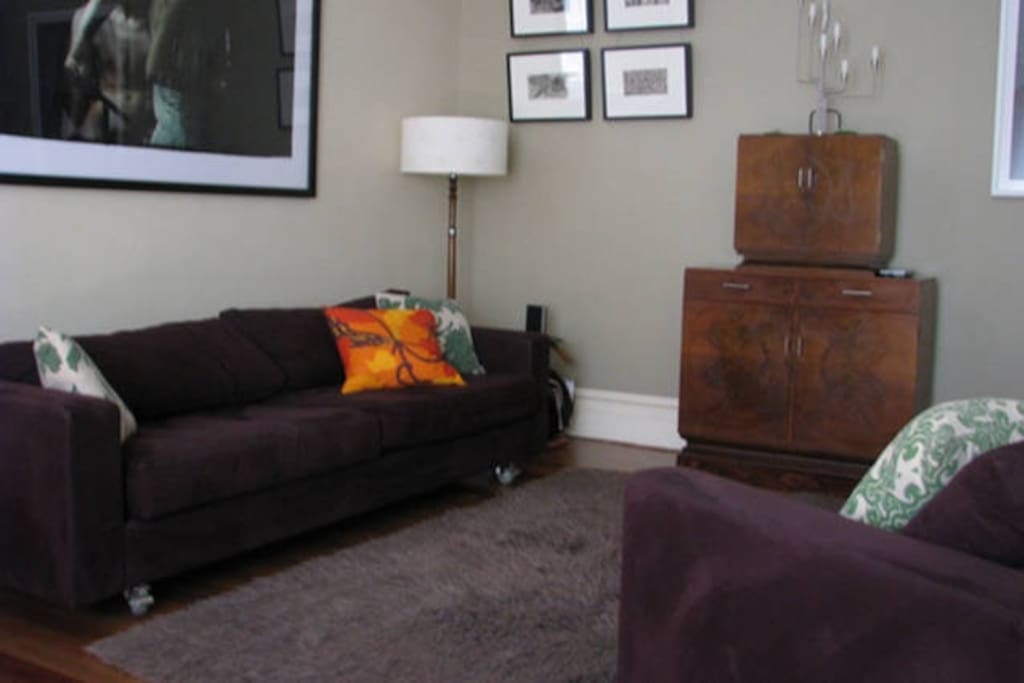 Simple comfortable sofas and art deco charm