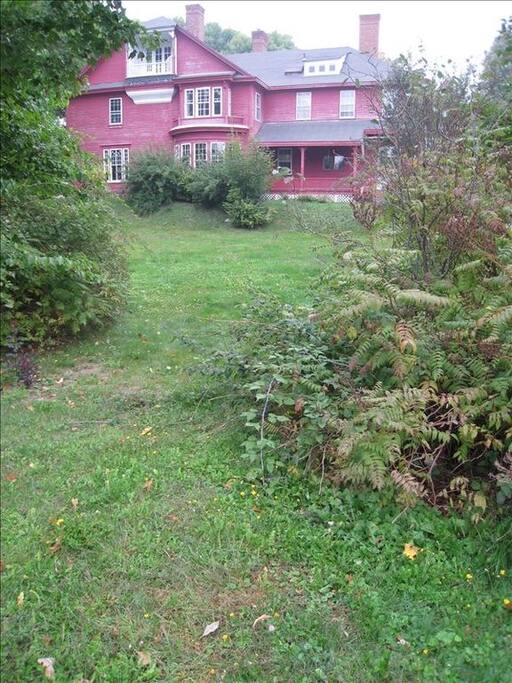 The Barnard villa sits on two lots, on the heights above the Bucksport Marina