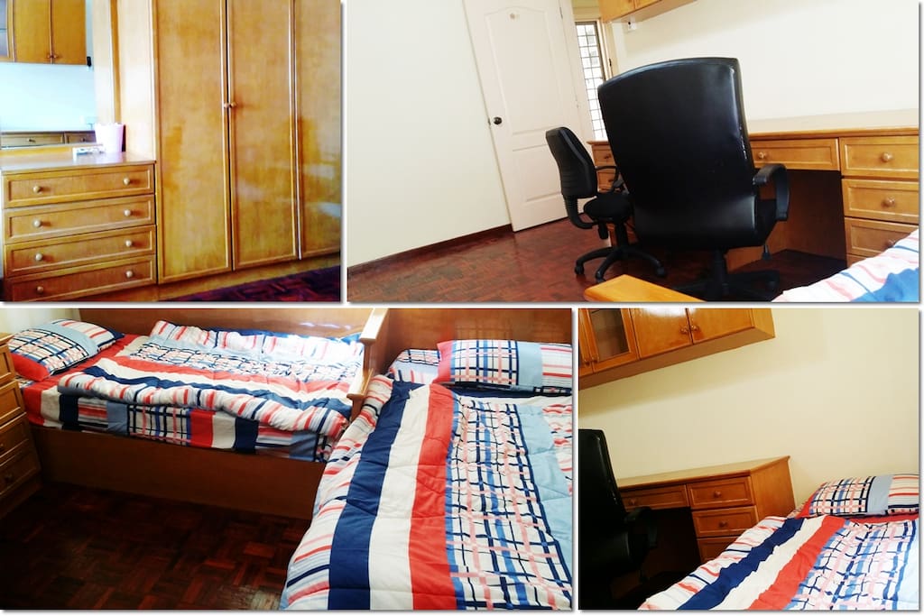 Wardrobe+Desk+Chair+Bed+AC+Fan