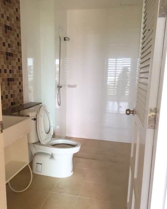 Bathroom with hot shower