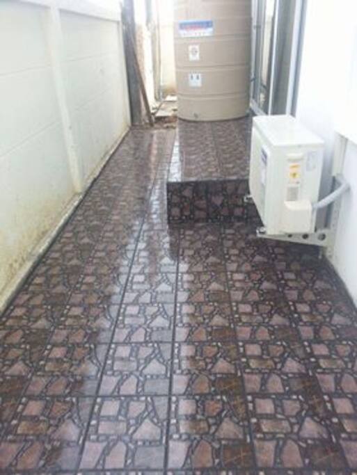 Tiles all-round the house, back side of the house