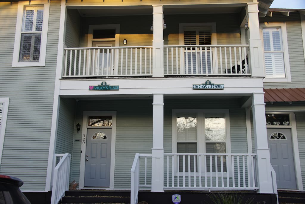 "Vicky's place" and my daughter owns "High diver house" that is the upstairs part of our Duplex.