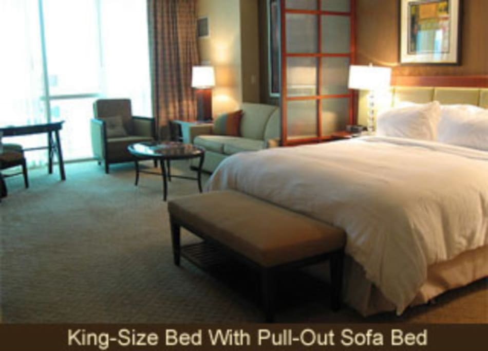 King bed and queen sleeper sofa