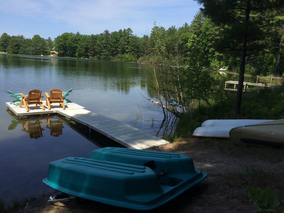 Beach has two kayaks, paddle boat and canoe w/paddles and life vests....
