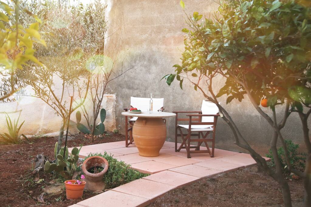 Back side seating garden area.