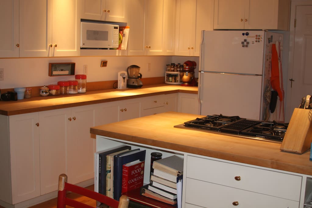 Well-stocked gourmet kitchen.