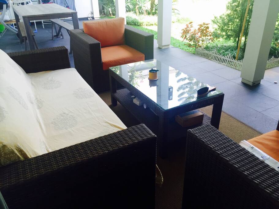 Patio for lounging, working and smoking