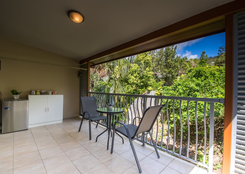 Private balcony with your own fridge, kettle and toaster