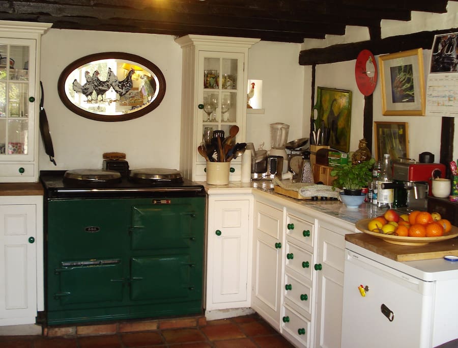 The Aga is still on in kitchen until May, cosy!