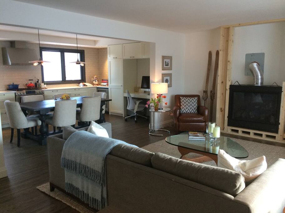 Living room/kitchen. Fireplace construction complete end of February/2016.