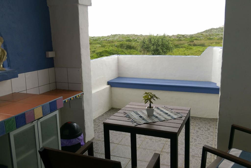 Mykonos enclosed courtyard with unrestricted ocean view