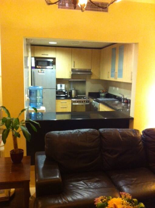 A fully equipped kitchen with coffee provided.