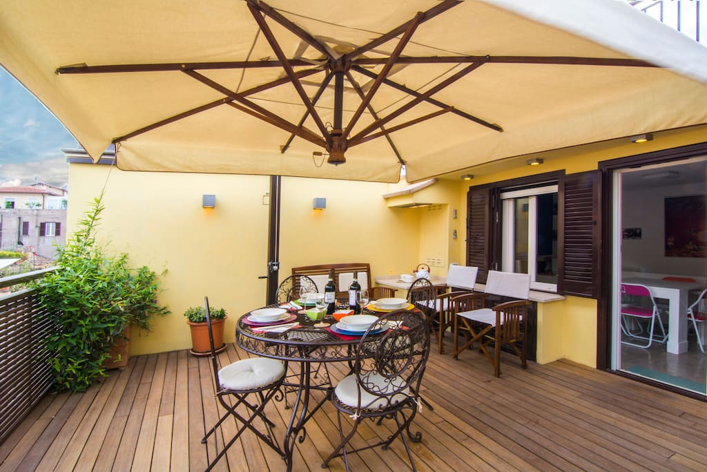 Lower Terrace and Kitchen