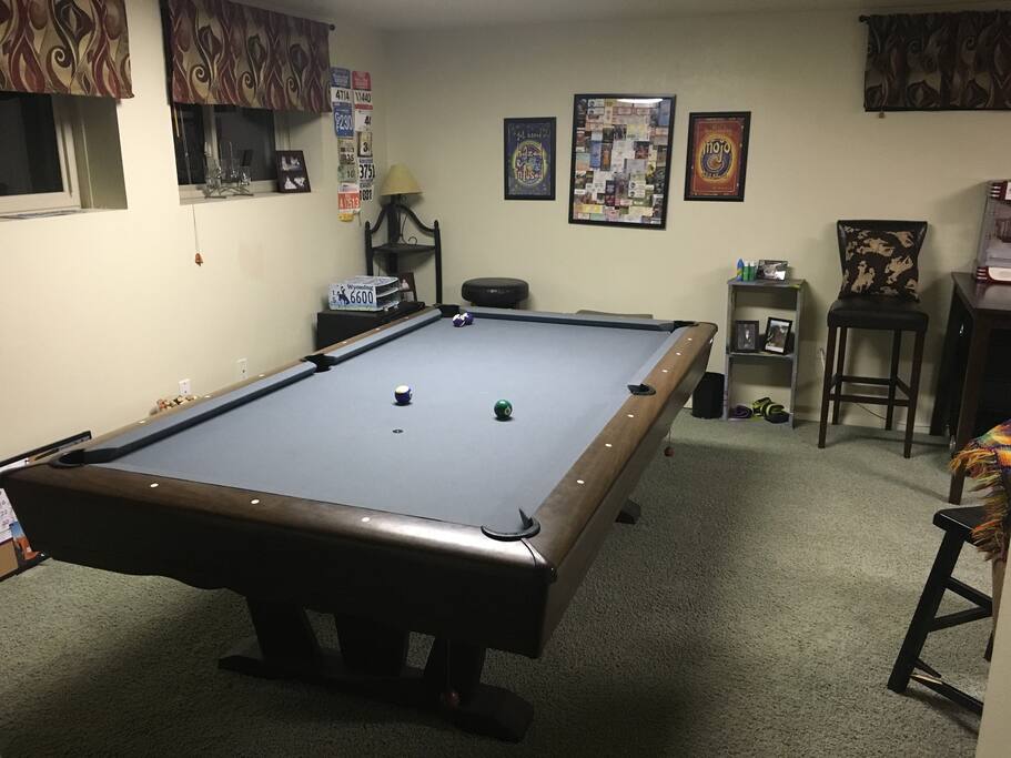 Pool table. This is next to Bedroom #1 in the basement. Feel free to use.