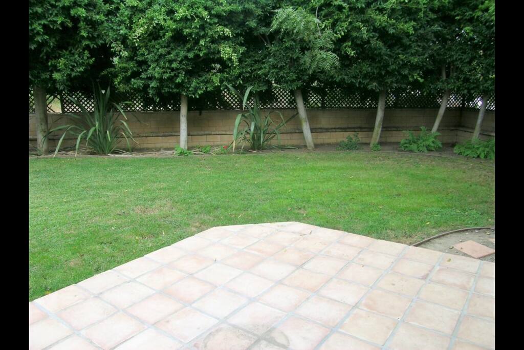 Large beautiful, fully fenced in back yard, with lots of shade.