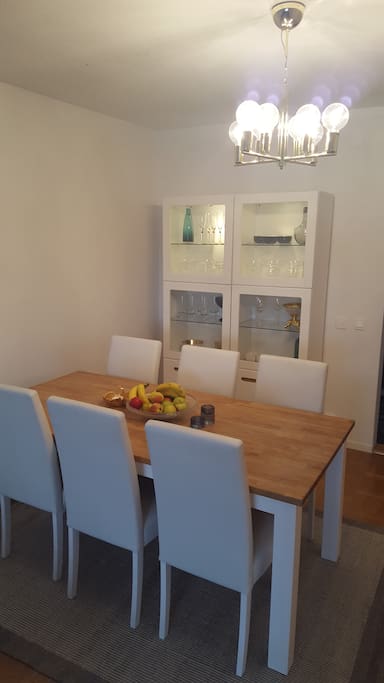 Eat your own cooked food on a big table.