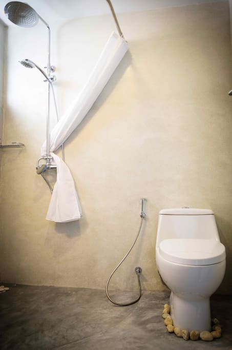 salle de bain avec WC et douche itélienne