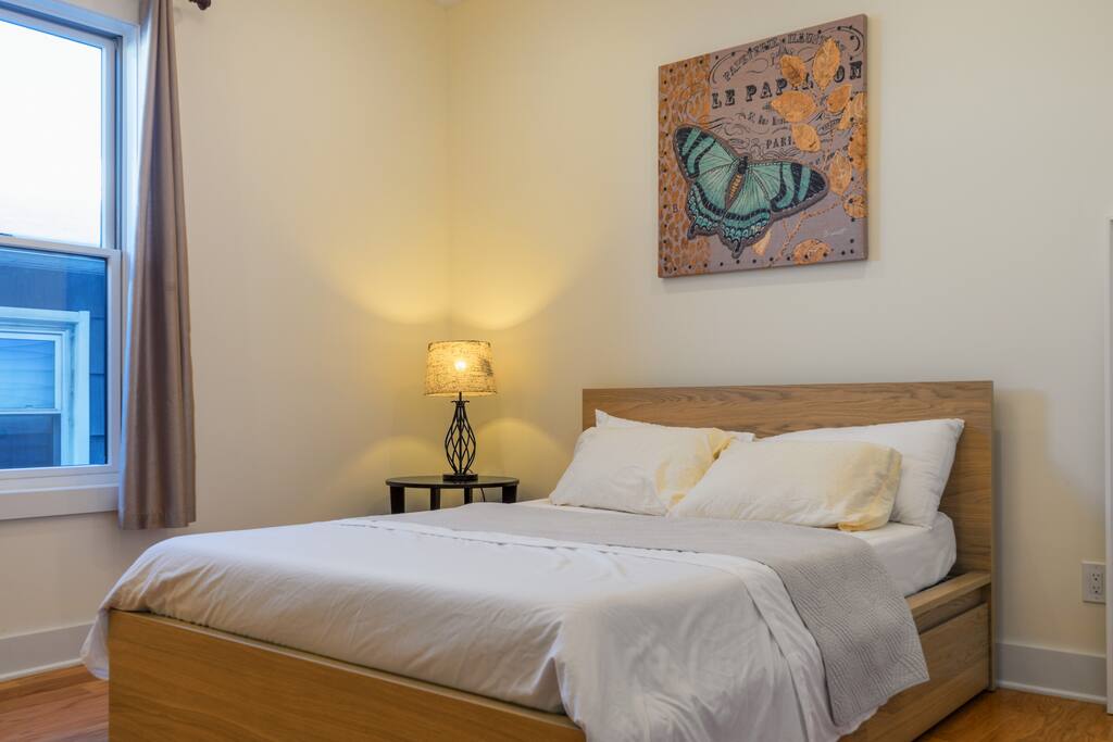 Beautiful and large bedroom with comfortable queen size bed