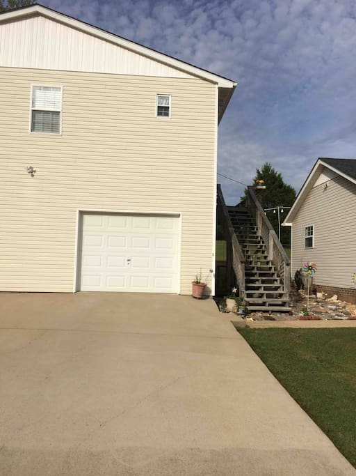 Driveway and stairs to apartment.