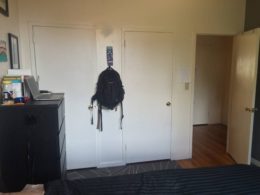 View from window (entry door + both closets)