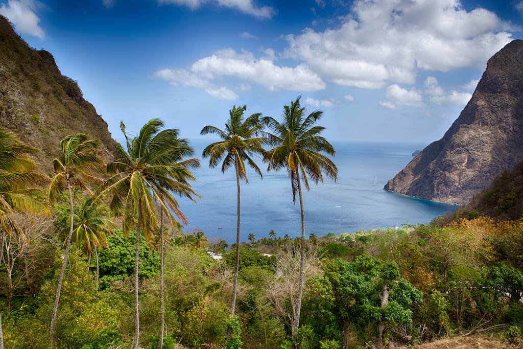 The spectacular view from the master bedroom defines Villa Piton's place as truly between the Pitons. In this photo the Gros Piton is on the left, and the Petit Piton is on the right. The view has actually brought tears to our guest's eyes! Proudly located within a World Heritage Site, Villa Piton sits squarely in the Piton Management Area high on the ridge between both Pitons! Unique and private without equal!
