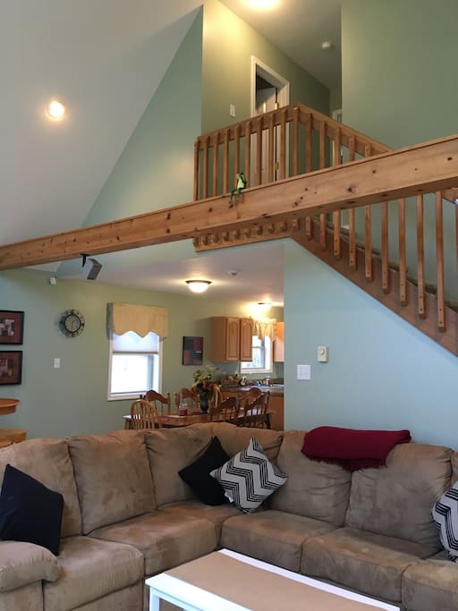Livingroom with cathedral ceiling