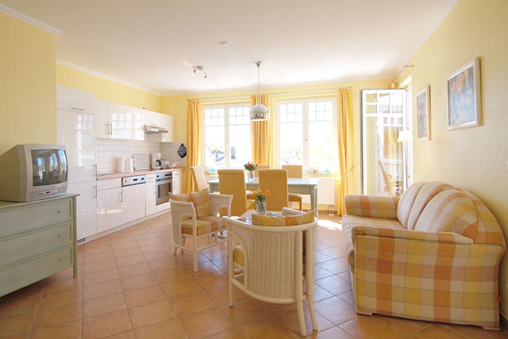Das Wohnzimmer der Wohnung 15 in der Villa Laetitia.