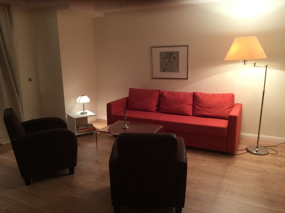 Living room with unfolding couch