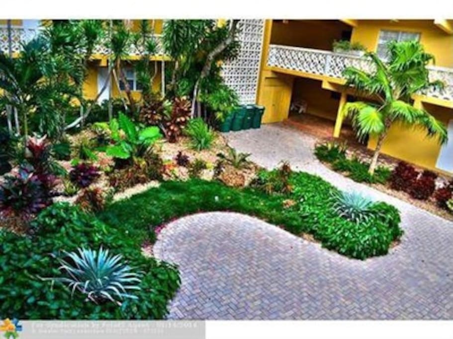 The courtyard inside the Villas complex