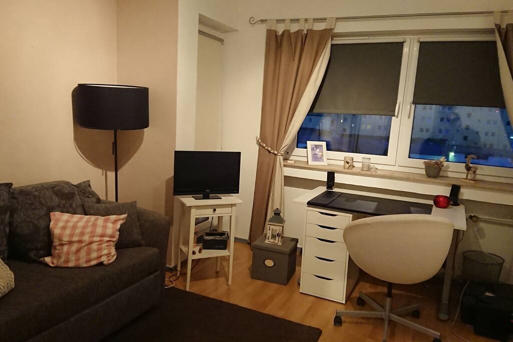 Wohn- & Schlafzimmer mit ausziehbarem Schlafsofa