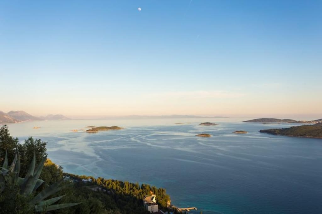 Korčula archipelago with tiny islands.