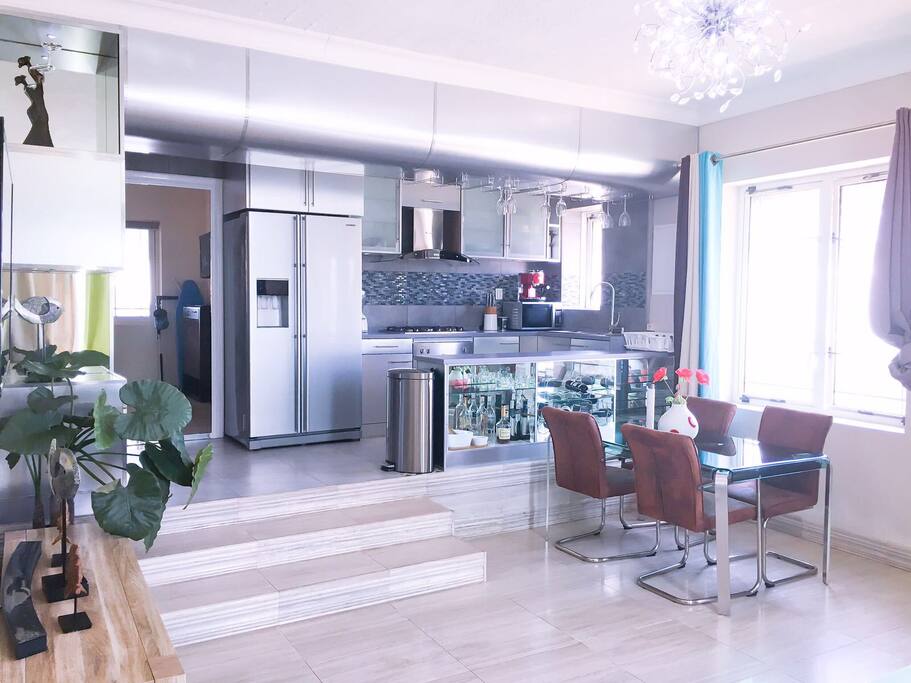 Cross section of kitchen and dining area