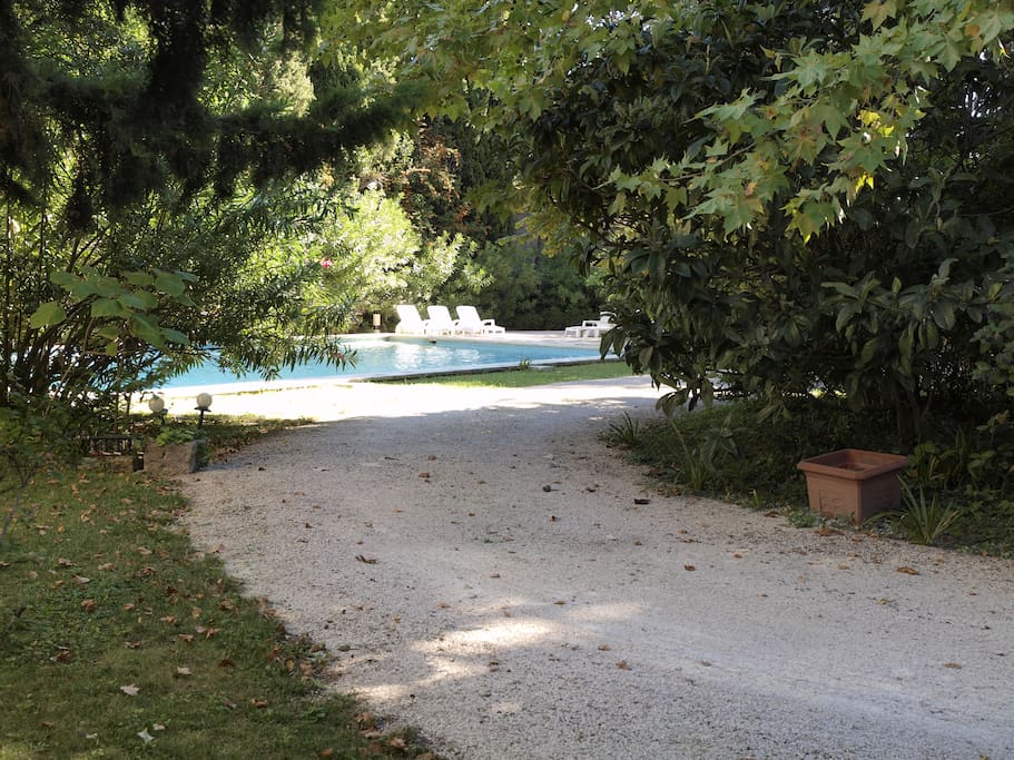 Parc avec piscine