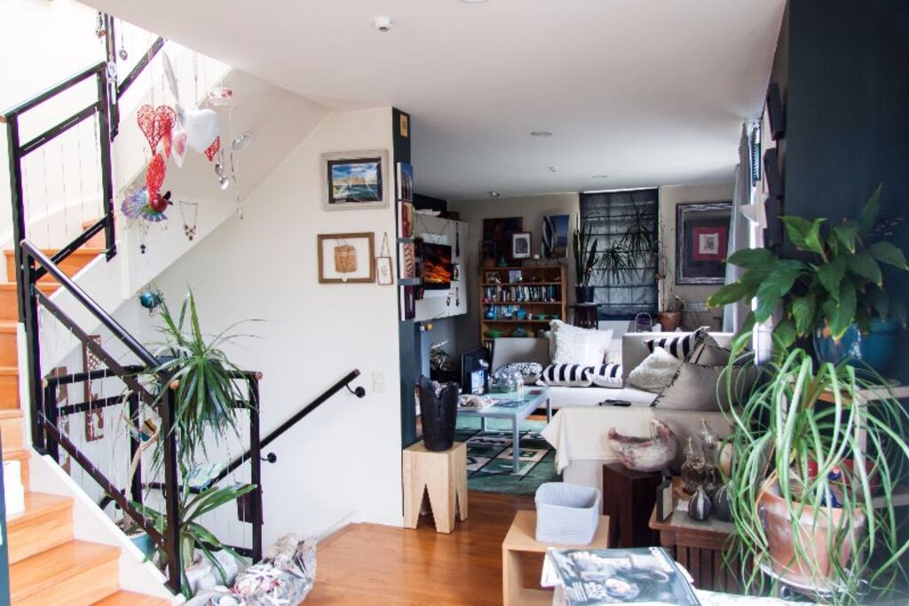 The stairwell and lounge for guest use