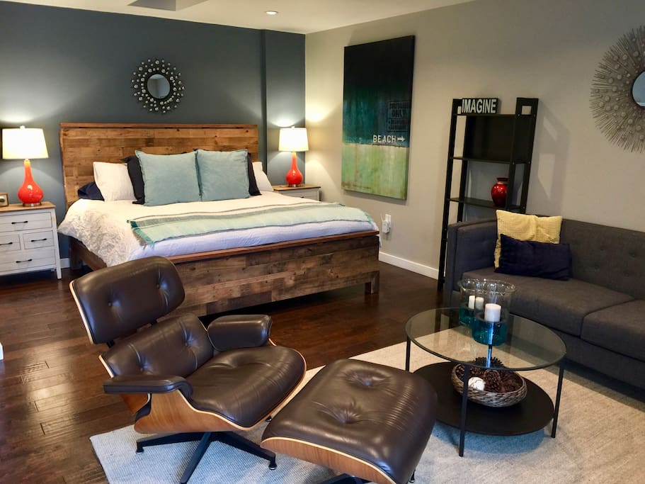 King bed, queen sofa sleeper, and 55-inch TV