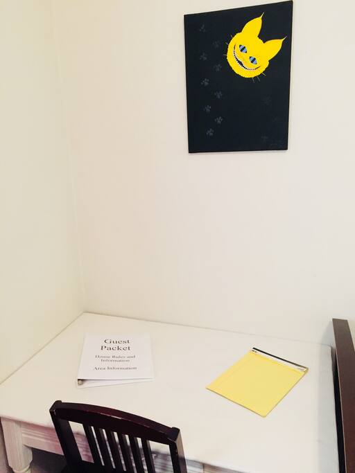 Antique desk in guest room.