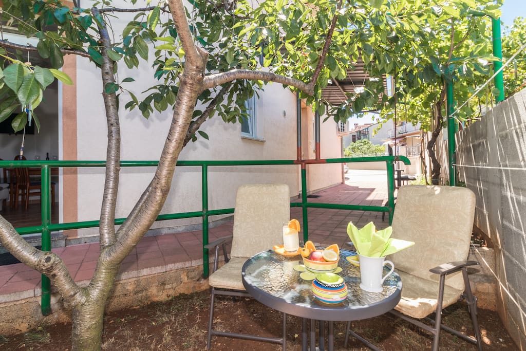 Space outside but within the apartment