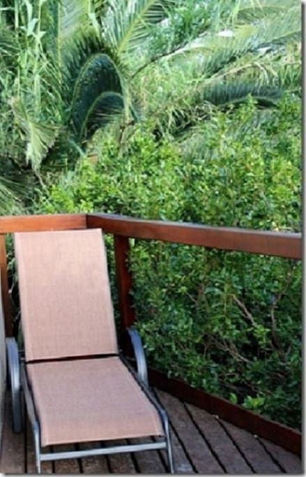 this is why its called the green room - the private little balcony looks over the tortoise sanctuary next door.
