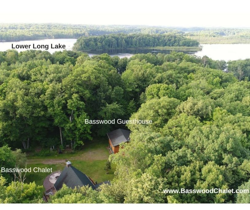 Basswood Chalet & Guesthouse is located across the road from Lower Long Lake, nestled in the woods