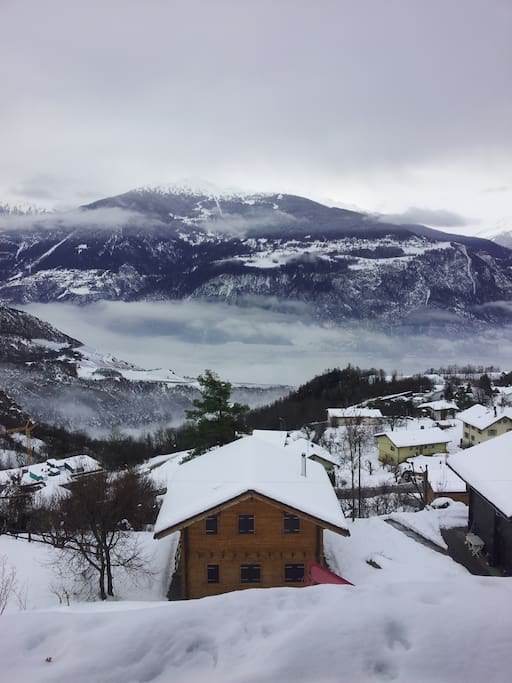 Aussicht von der Terrasse im Winter