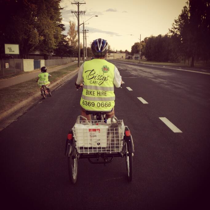 My husband son and I often ride the trikes to do the shopping