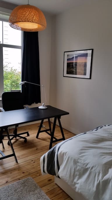 The workspace with garden view