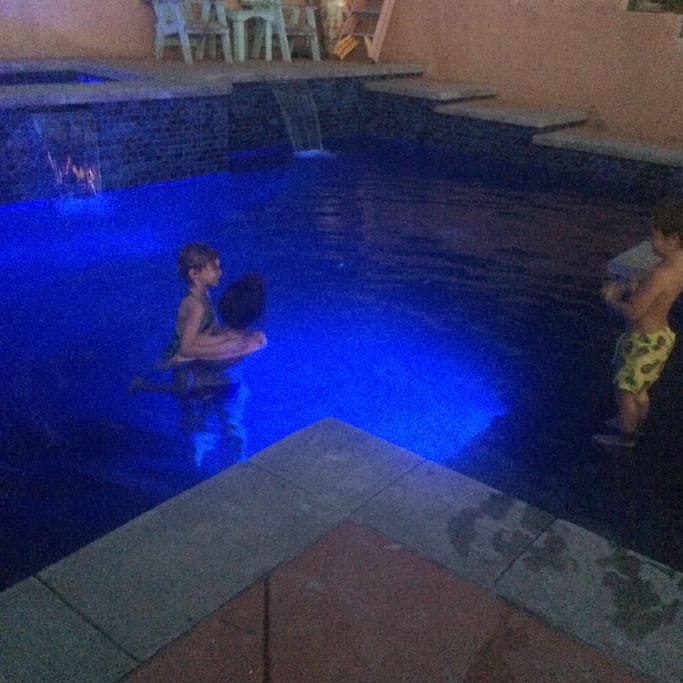 The pool at night!