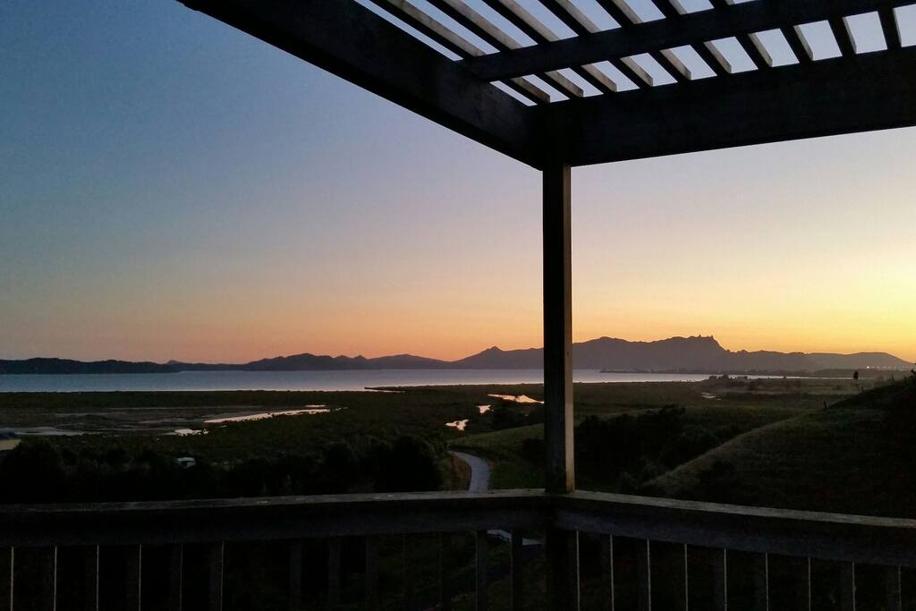 Sunrise from Deck - Whangarei Heads across the Harbour