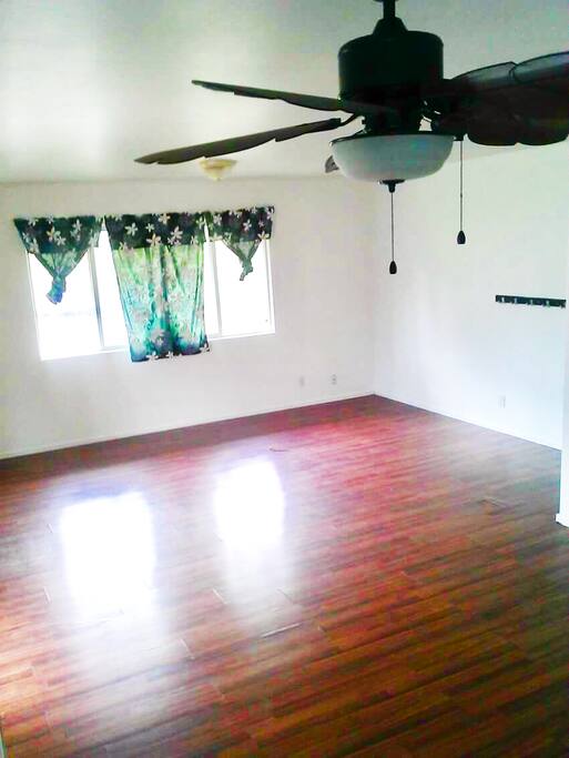 Living room/dining room; futon bed.