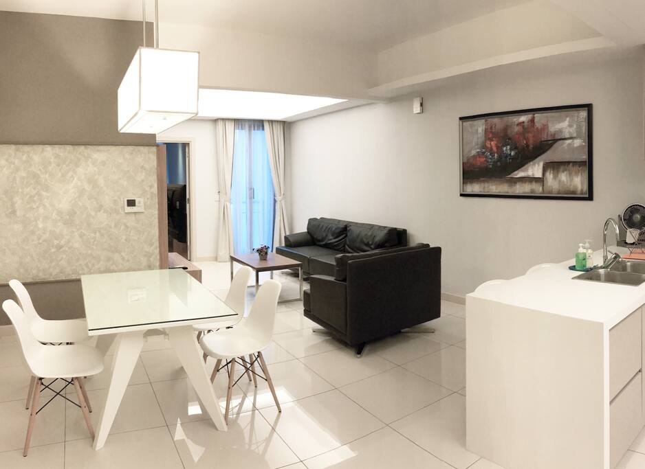 A spacious living & dining area.