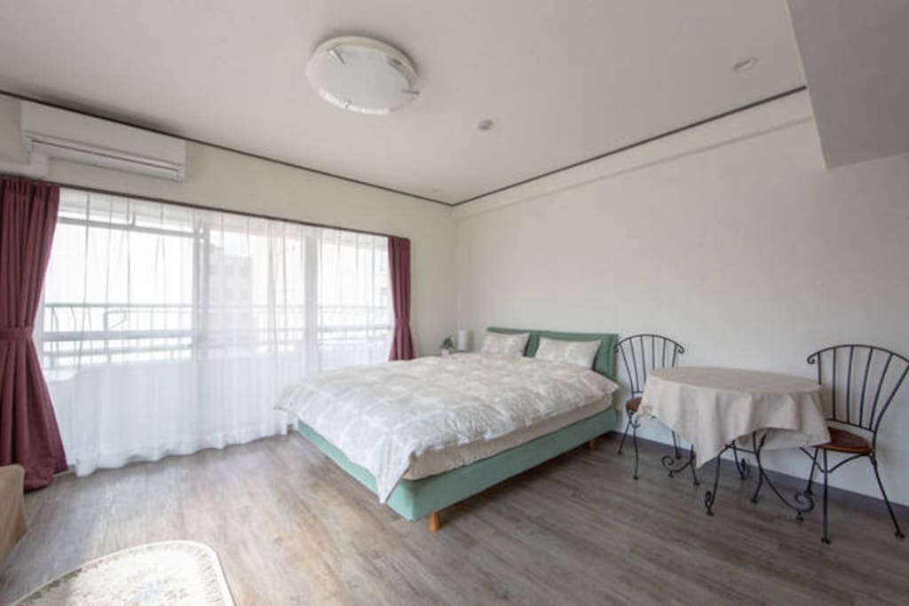 A wide double sized bed for the spring and summer version