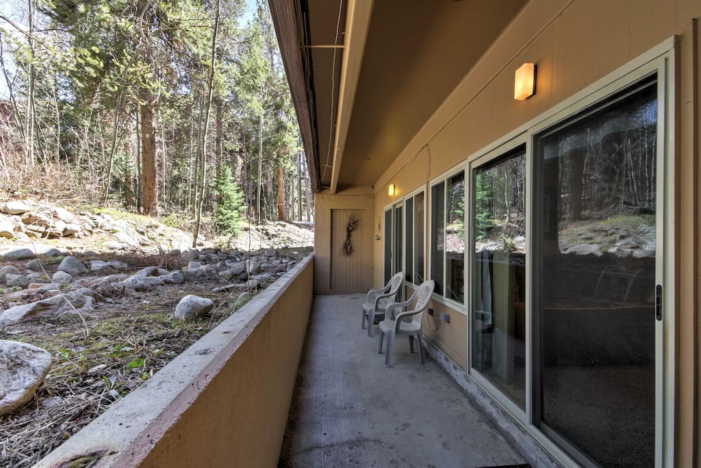 The unit features a private covered patio, where you can sip your morning coffee while taking in the fresh mountain air.