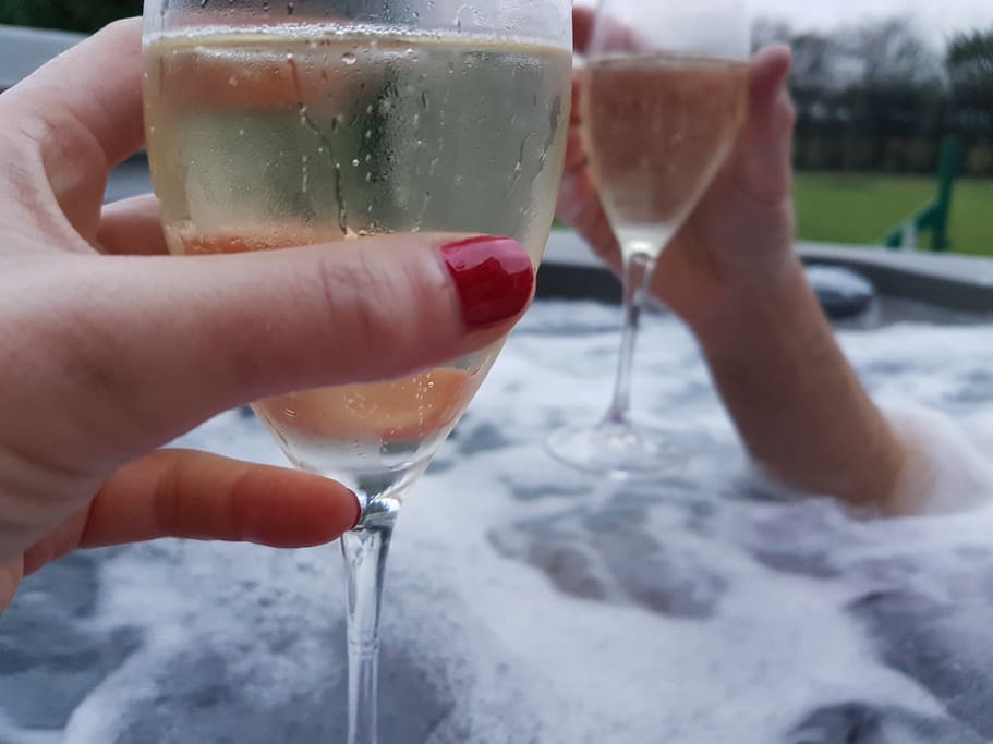 Relax and unwind in your hot tub under our beautiful big fen skies